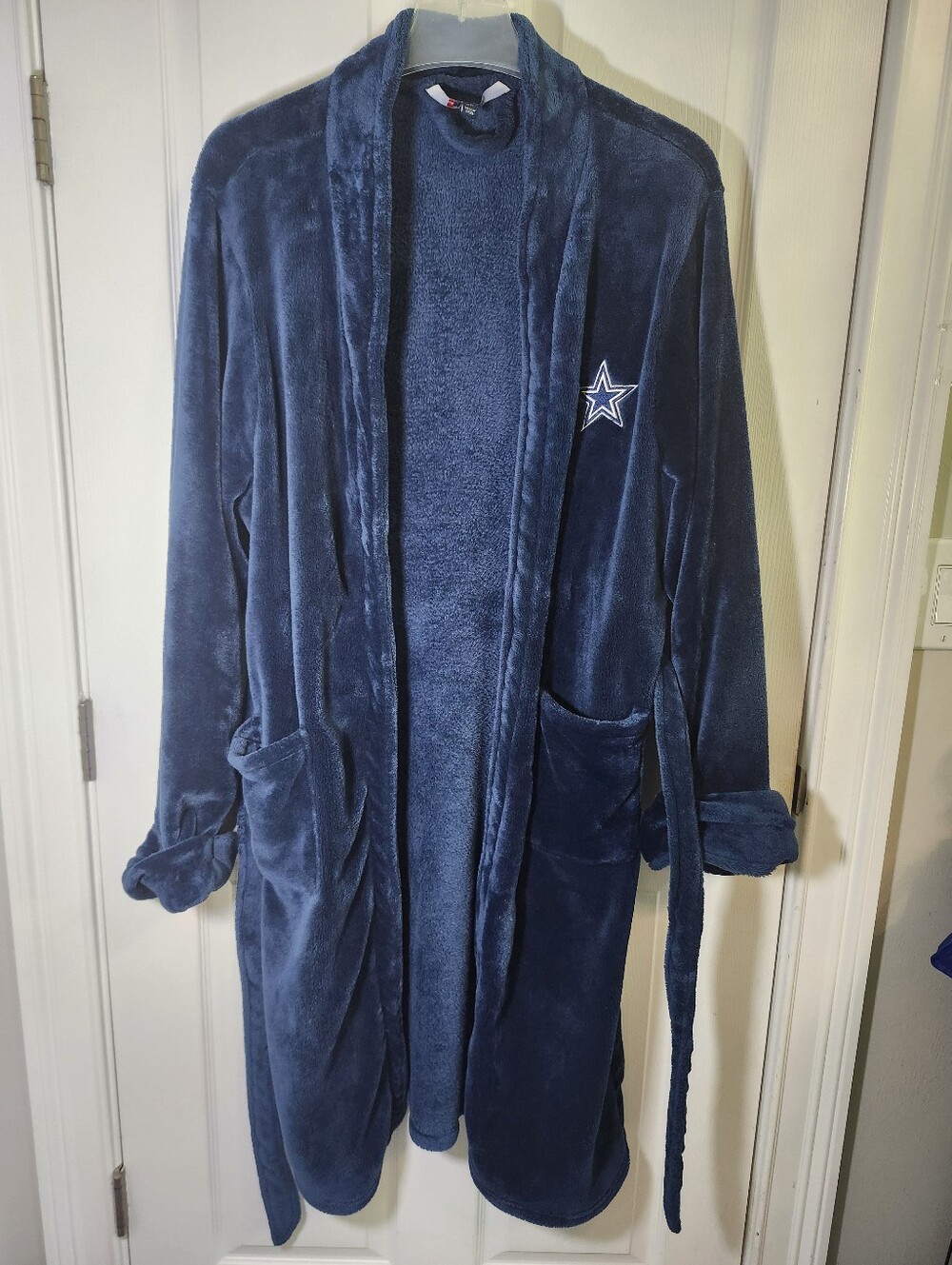 Northwest NFL Dallas Cowboy Navy Blue Silk Touch Belt Long Robe Bathrobe S L/XL